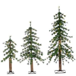 2 ft., 3 ft., and 4 ft. Set of Pre-Lit Alpine Artificial Christmas Trees with Natural Looking Trunk-5417--234C 302452276