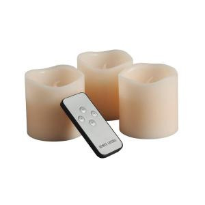 3 in. H Battery Operated Wavy Edge Wax LED Candle Set with Remote (3-Piece)-37845 206504432