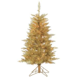 4 ft. Champagne Tuscany Artificial Christmas Tinsel Tree-6036--40GD 302452290