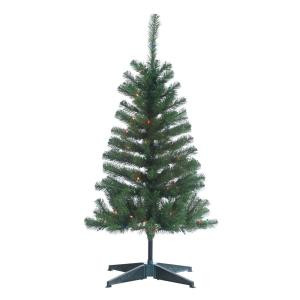 4 ft. Pre-Lit Cumberland Pine Artificial Christmas Tree with Multicolored Lights-5756--40M 300620016