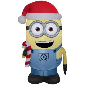 42 in. Inflatable Airblown- Minion Dave with Candy Cane-15570 301693975