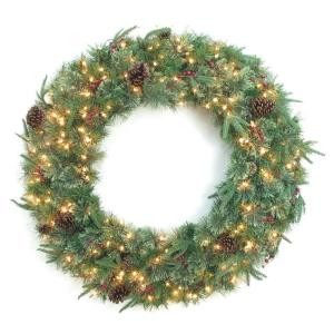 48 in. Syracuse Cashmere Berry Artificial Wreath with 200 Warm White LED Light-BOWOTHD171D 205983475