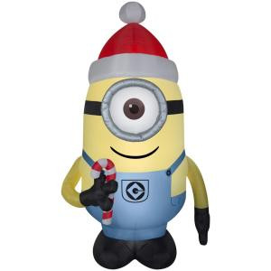 52.36 in. W x 44.49 in. D x 90.16 in. H Inflatable Airblown-Stuart with Santa Hat-80421 301693986