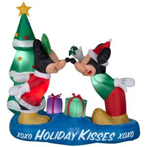 5.5 ft. Inflatable Lighted Airblown Mickey and Minnie with Mistletoe Scene-85507 301684631