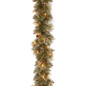 6 ft. Glittery Bristle Pine Garland with Battery Operated Warm White LED Lights-GB3-300-6A-B1 300330541