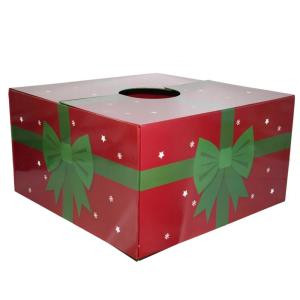 6 in. Dia Red with Green Ribbon Original Christmas Tree Skirt Box-76059 302639934