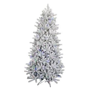 6.5 ft. Pre-Lit Led Flocked Balsam WRGB Artificial Christmas Tree-3270109F-ILPHO 301439048