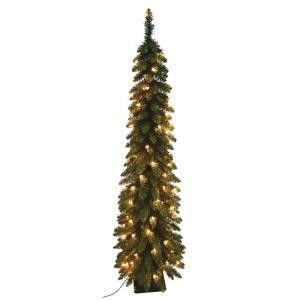 7 ft. Pre-Lit Pencil Slim Artificial Christmas Tree with 200 UL Lights-15966 303069946