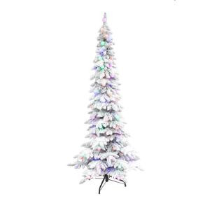 7.5 ft. Pre-lit Whistler Pine Flocked Tree with 100 multi colored Lights-114/6-WRF-75LM1 302550807