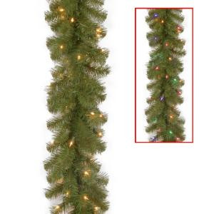 9 ft. North Valley Spruce Garland with Battery Operated Dual Color LED Lights-NRV7-302LD-9AB1 300330530