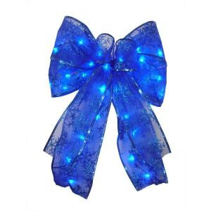 9 in. 36-Light Battery Operated LED Blue Everyday Bow-EB03-B006-A1 202371876