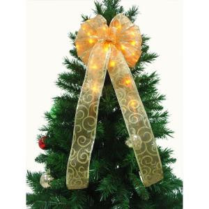 9 in. 36-Light LED Gold Ribbon Bow-RB34-Y009-A 202371858
