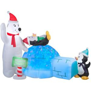 Airblown Holiday 6 ft. H x 8 ft. W Animated Inflatable Polar Bear and Penguins Kaleidoscope Igloo-89898 301785054