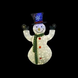 Alpine 50 in. White Thread Snowman Decor with 100 LED Lights (Plug In)-CRX395 207140324
