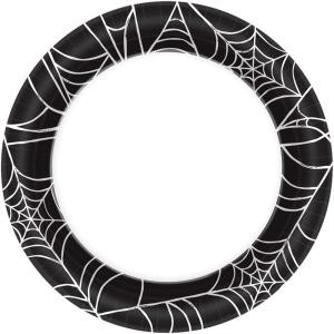 Amscan 6.75 in. x 6.75. in. Spider Web Round Paper Plate (40-Count, 8-Pack)-541293 300598926