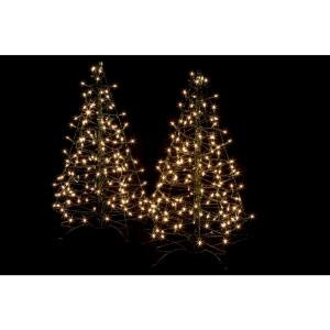 Crab Pot Trees 3 ft. Pre-Lit Incandescent Fold Flat Outdoor-Indoor Artificial Christmas Trees with 160 Clear Lights (2-Pack)-FFT-2PK-G3C 206685557