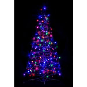 Crab Pot Trees 4 ft. Pre-Lit LED Fold Flat Outdoor/Indoor Artificial Christmas Tree with 160 Multi-Color Lights-FFT-G4M-LED 206685552
