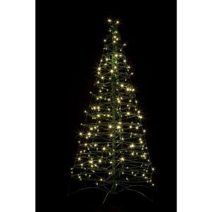 Crab Pot Trees 5 ft. Pre-Lit LED Fold Flat Outdoor/Indoor Artificial Christmas Tree with 210 Warm White Lights-FFT-G5C-LED 206685553