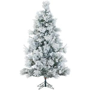 Fraser Hill Farm 12 ft. Pre-Lit Flocked Snowy Pine Artificial Christmas Tree with 1400 Clear Smart String Lights-FFSN012-3SN 303115720