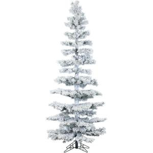Fraser Hill Farm 7.5 ft. Unlit Flocked Hillside Slim Pine Artificial Christmas Tree-FFHS075S-0SN 303114619