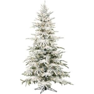 Fraser Hill Farm 9 ft. Pre-lit LED Flocked Mountain Pine Artificial Christmas Tree with 800 Multi-Color String Lights-FFMP090-6SN 303115442