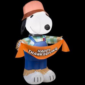 Gemmy 30.32 in. W x 22.05 in. D x 42.13 in. H Inflatable Snoopy as Scarecrow-70445 207107595