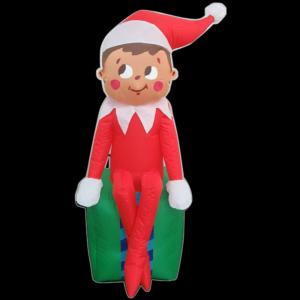 Gemmy 3.5 ft. LED Inflatable Elf on Present-35847 205080992