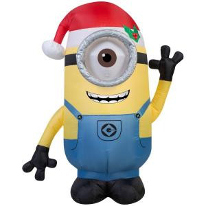 Gemmy 42 in. H Inflatable Minion Stuart with Santa Hat-38291 205919574
