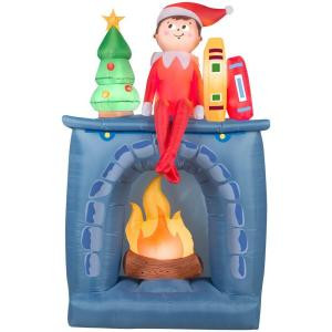 Gemmy 6.5 ft. H Inflatable Scout Elf on Fireplace-36995 205919997