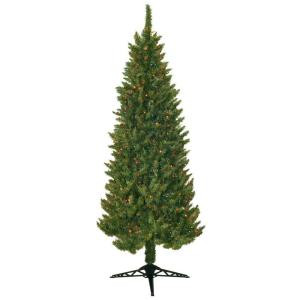 General Foam 7 ft. Pre Lit Slender Spruce Artificial Christmas Tree with Multi-Colored Lights-HD-LPM7000 203321283