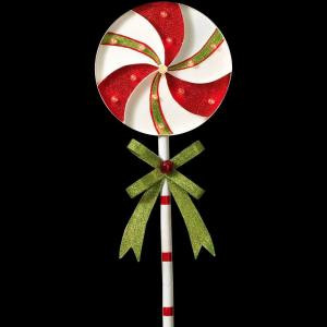 Gerson 39 in. H Battery Operated Lighted Metal Holiday Pinwheel Lollipop Yard Stake-2273260HD-2B 206997387