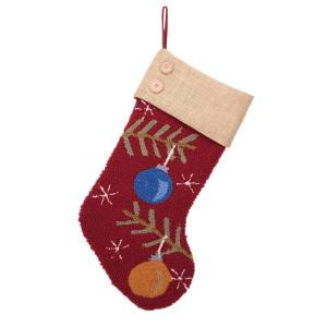 Glitzhome 18.9 in. Polyester/Acrylic Hooked Christmas Stocking with Ornaments-JK26178PFO 207053514