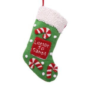 Glitzhome 19 in. Polyester/Acrylic Hooked Christmas Stocking with 3D Candy Cane-JK25650C 207053516