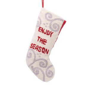 Glitzhome 19 in. Polyester/Acrylic Hooked Christmas Stocking with Enjoy the Season-JK29257B 207053498