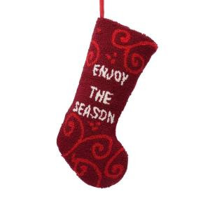 Glitzhome 19 in. Polyester/Acrylic Hooked Christmas Stocking with Enjoy the Season-JK29258A 207053495