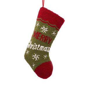 Glitzhome 19 in. Polyester/Acrylic Hooked Christmas Stocking with Merry Christmas-JK13405B 207053497