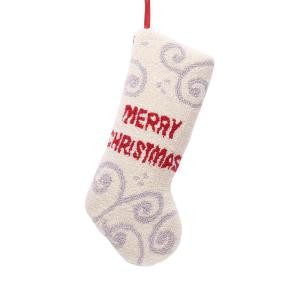Glitzhome 19 in. Polyester/Acrylic Hooked Christmas Stocking with Merry Christmas-JK29257A 207053501