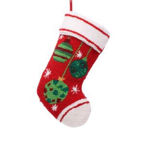 Glitzhome 19 in. Polyester/Acrylic Hooked Christmas Stocking with Ornaments-JK13402B 207053490