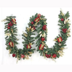 Home Accents Holiday 12 ft. Pre-Lit Plaza Artificial Garland with 100 Battery-Operated Warm White LED-CHZH17616100THD 206771186