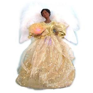 Home Accents Holiday 12 in. A/F LED Fiber Optic Angel Gold Tree Topper-A-7070A AF 206954369