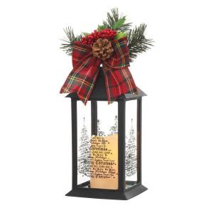 Home Accents Holiday 13 in. Black Plastic Lantern with Outdoor Resin Timer Candle-42917HD 205915096