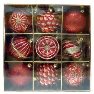 Home Accents Holiday 130 mm Ornament Set in Red (9-Count)-C-16916 C 301579014
