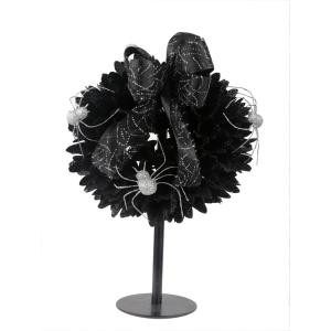 Home Accents Holiday 15 in. Black Spiked Wood Curl Wreath on a Stand-A0916-660 301188888