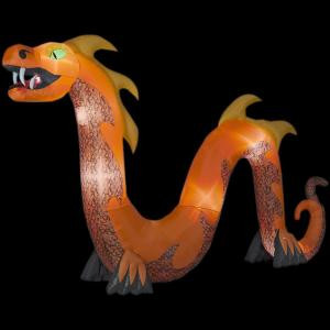 Home Accents Holiday 16 ft. Colossal Orange Serpent with Flaming Mouth Inflatable-73358 301148464