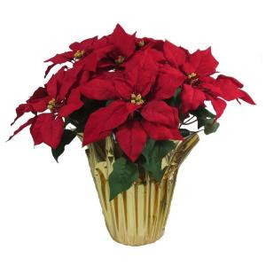 Home Accents Holiday 21 in. Red Silk Poinsettia Arrangement (Case of 8)-69X9837R14YOW 206979508