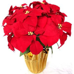 Home Accents Holiday 21 in. Silk Poinsettia Arrangement (Case of 6)-69X9837R14YOW 301577263