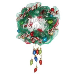 Home Accents Holiday 24 in. Merry Christmas Mesh Wreath-ASM-HXPR049 301579565