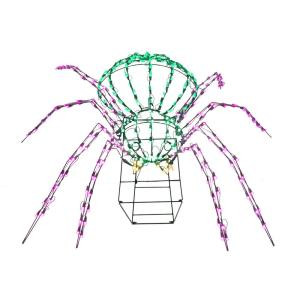 Home Accents Holiday 28 in. x 40 in. Green/Purple/Yellow LED Spider-4401096UHO 301226744