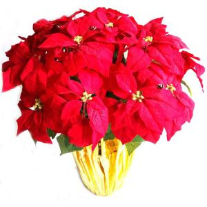Home Accents Holiday 28 in. Extra Large Red Silk Poinsettia Arrangement (Case of 2)-03X3035YOW 301576340