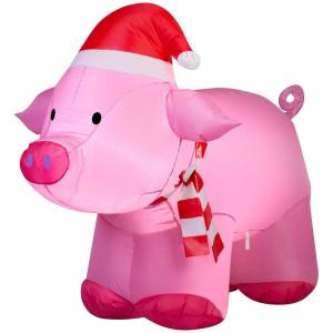 Home Accents Holiday 3 ft. Lighted Inflatable Outdoor Pig-36830 206950656